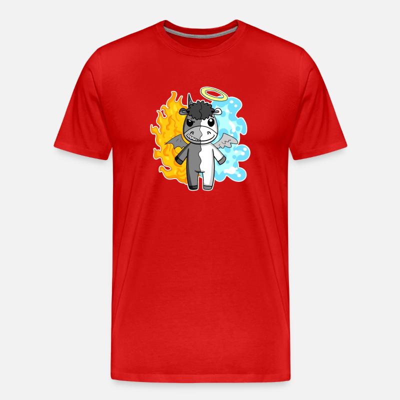 Kuh - Engel und Teufel - Männer Premium Bio T-Shirt - Rot