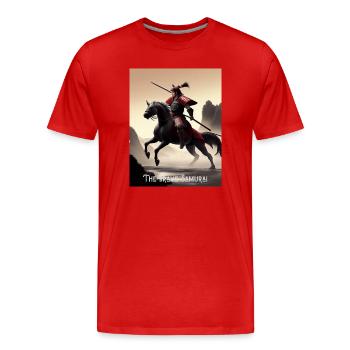 Le brave samouraï Le brave samouraï à cheval - T-shirt bio Premium Homme - rouge - Devant - Damien (186cm)