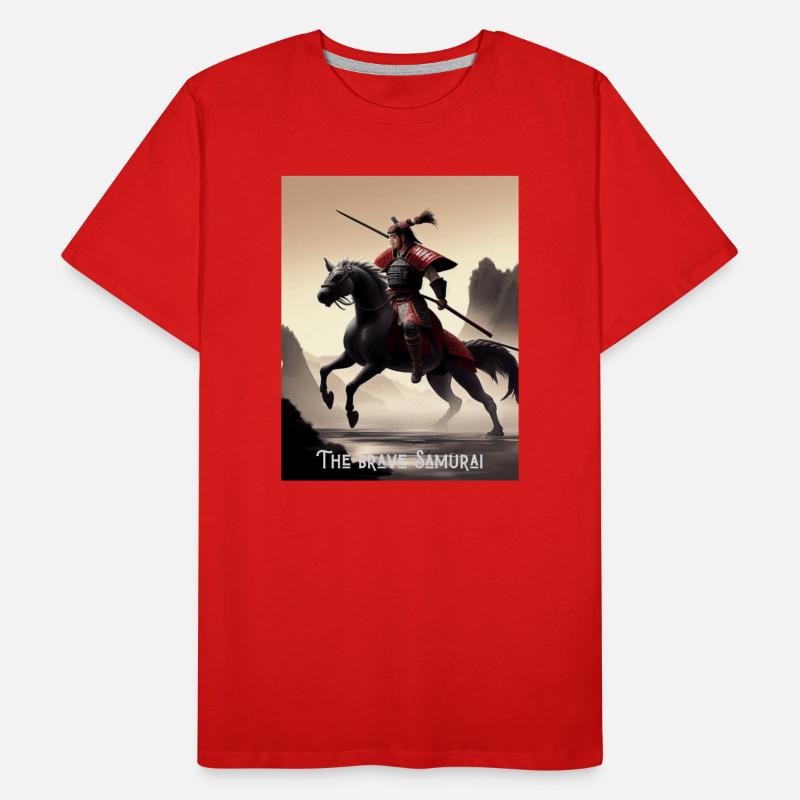 Der tapfere Samurai The brave Samurai on horse Männer Premium Bio T-Shirt