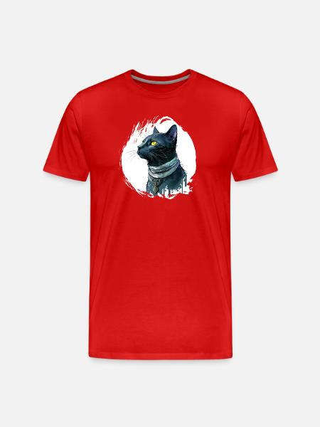 Black Cat Incl. Splash - Men's Premium Organic T-Shirt - red