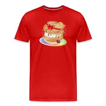 A filled cream puff with a gift bow - Men's Premium Organic T-Shirt - red - Front - Damien (186cm)