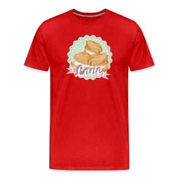 Illustration of three filled cream puffs - Men's Premium Organic T-Shirt - red - Front - Damien (186cm)