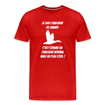 chasseur de canard - T-shirt bio Premium Homme - rouge - Devant - Damien (186cm)