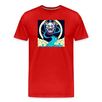 Asia Oni mask - Oni Tattoo - der japanische Dämon - Männer Premium Bio T-Shirt - Rot - Vorne - Damien (186cm)