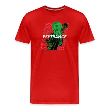 Le Cri - Psytrance trance trippy rave festival art - T-shirt bio Premium Homme - rouge - Devant - Damien (186cm)