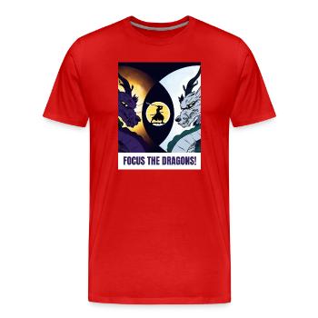 Samurai und zwei Drachen - Focus the Dragons - Männer Premium Bio T-Shirt - Rot - Vorne - Damien (186cm)