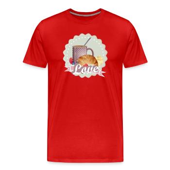 Breakfast with love,croissant,coffee and berries - Men's Premium Organic T-Shirt - red - Front - Damien (186cm)