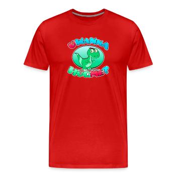 🦖 U WANNA HUG ME Dinosaurier - Männer Premium Bio T-Shirt - Rot - Vorne - Damien (186cm)