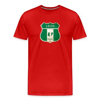 Lagos Nigeria coat of arms flag design - Men's Premium Organic T-Shirt - red - Front - Damien (186cm)