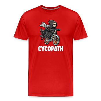 Mountain Biking Cycopath - Men's Premium Organic T-Shirt - red - Front - Damien (186cm)
