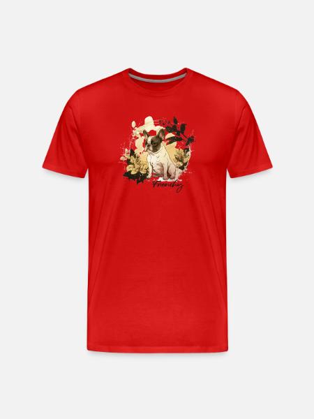 Floral Frame Bulldog - Men's Premium Organic T-Shirt - red