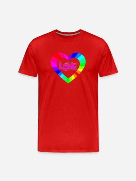 NeonLOVE Regenbogenherz - Männer Premium Bio T-Shirt - Rot