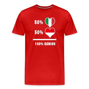 Indonesien und Italien flaggen 100% genial - Männer Premium Bio T-Shirt - Rot - Vorne - Damien (186cm)