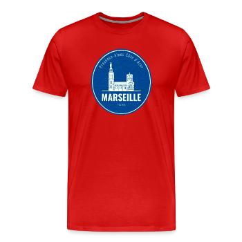 Marseille Blue City Logo - Men's Premium Organic T-Shirt - red - Front - Damien (186cm)