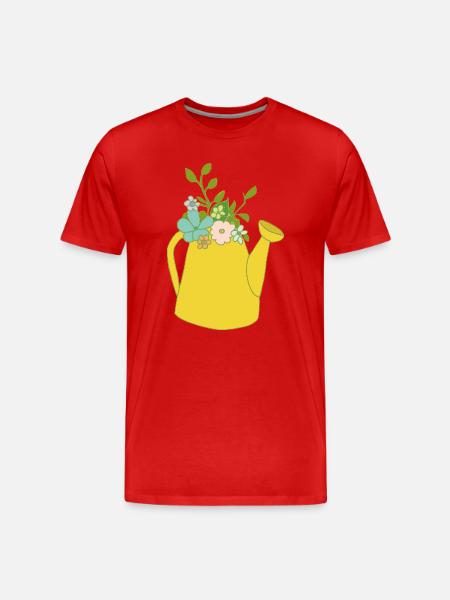 Watering can flowers - Men's Premium Organic T-Shirt - red