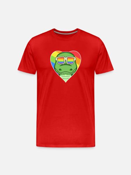 Rainbow - Crocodile with glasses - Men's Premium Organic T-Shirt - red