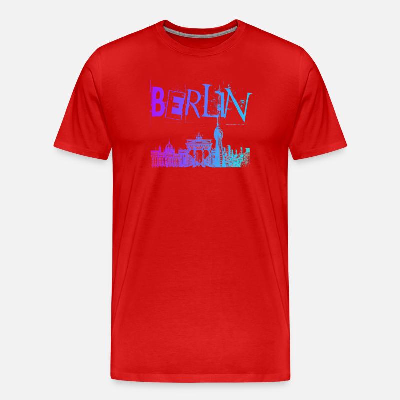Berlin Skyline Panorama - T-shirt bio Premium Homme - rouge