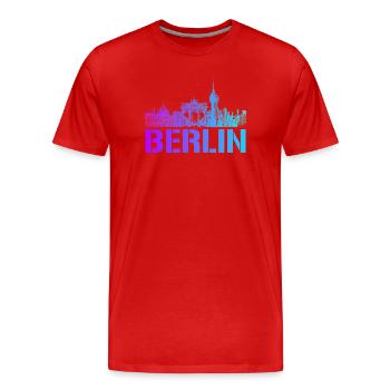 Berlin Skyline mit Berliner Wahrzeichen - Männer Premium Bio T-Shirt - Rot - Vorne - Damien (186cm)