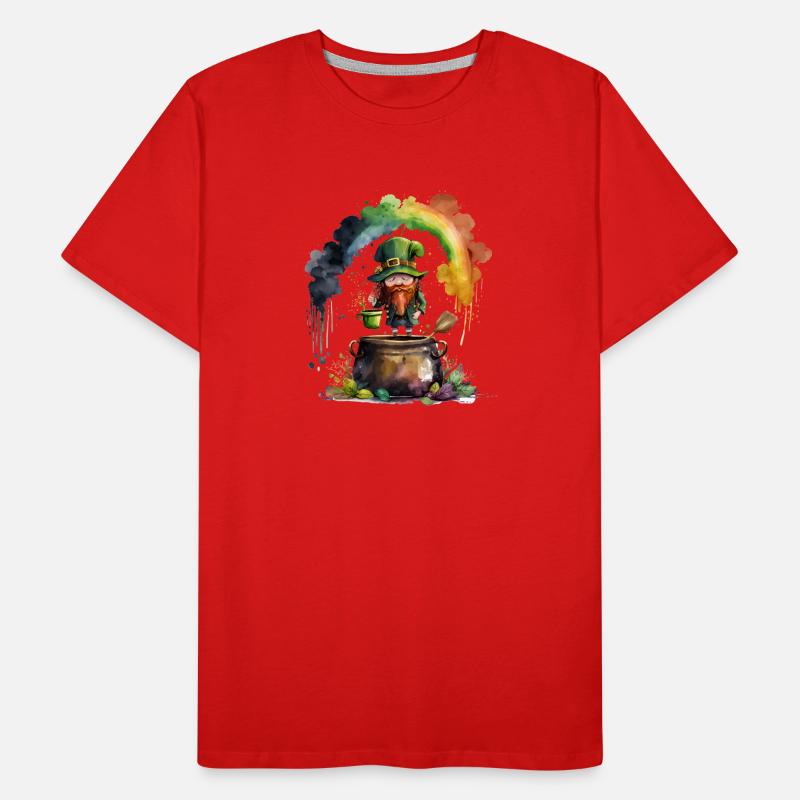 Leprechaun Kobold unter einem Regenbogen Männer Premium Bio T-Shirt