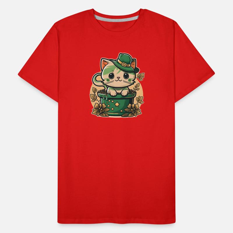 Katze im Blumentopf St. Patrick s Day Männer Premium Bio T-Shirt