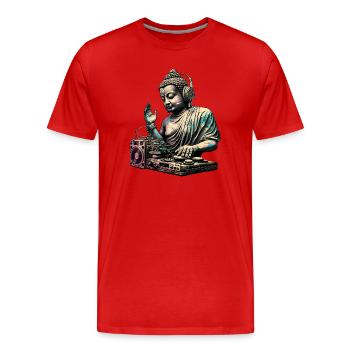 DJ Buddha - Männer Premium Bio T-Shirt - Rot - Vorne - Damien (186cm)