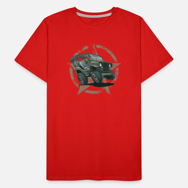 Willys MB Offroader 4x4 Star ROOFTOP Us Army T-shirt bio Premium Homme