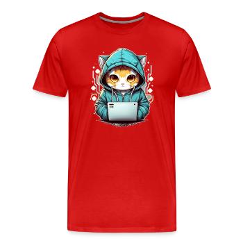 Coding cat - Männer Premium Bio T-Shirt - Rot - Vorne - Damien (186cm)