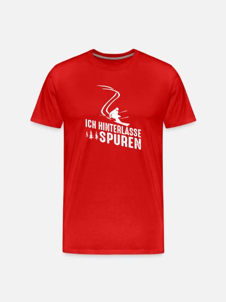 Ich hinterlasse Spuren – Skifahrer - Männer Premium Bio T-Shirt - Rot