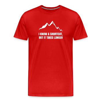 Funny sayings hiking statement hikers mountains - Men's Premium Organic T-Shirt - red - Front - Damien (186cm)