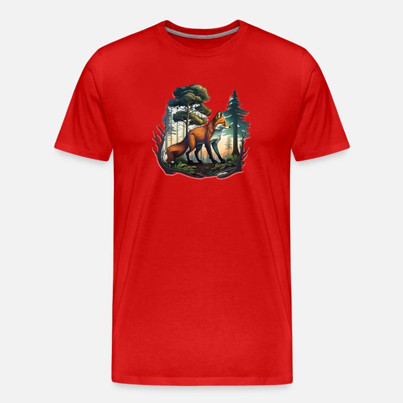 Fuchs im Wald - Männer Premium Bio T-Shirt - Rot