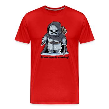 Bonhomme de neige arrive - T-shirt bio Premium Homme - rouge - Devant - Damien (186cm)