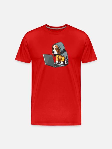 Coding dog - Männer Premium Bio T-Shirt - Rot