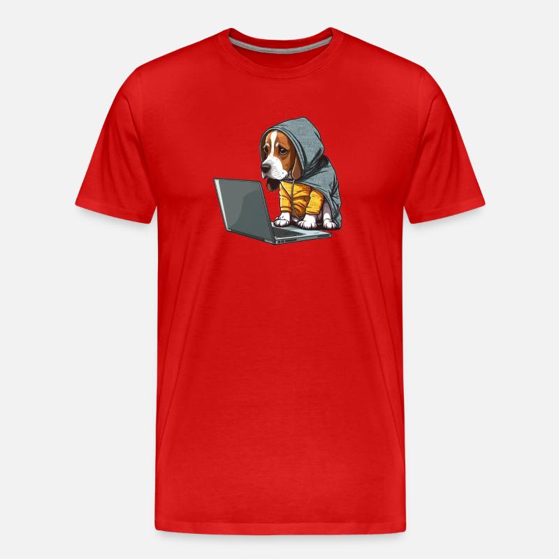 Chien codeur - T-shirt bio Premium Homme - rouge