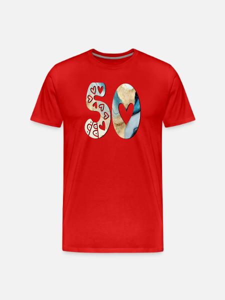 NUMBER 50 - 50th Birthday - FIFTY - Men's Premium Organic T-Shirt - red