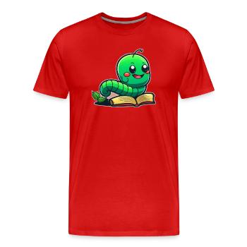 Bookworm - Men's Premium Organic T-Shirt - red - Front - Damien (186cm)