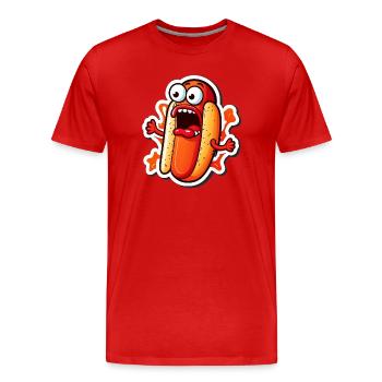 Hot-dog hurlant - T-shirt bio Premium Homme - rouge - Devant - Damien (186cm)