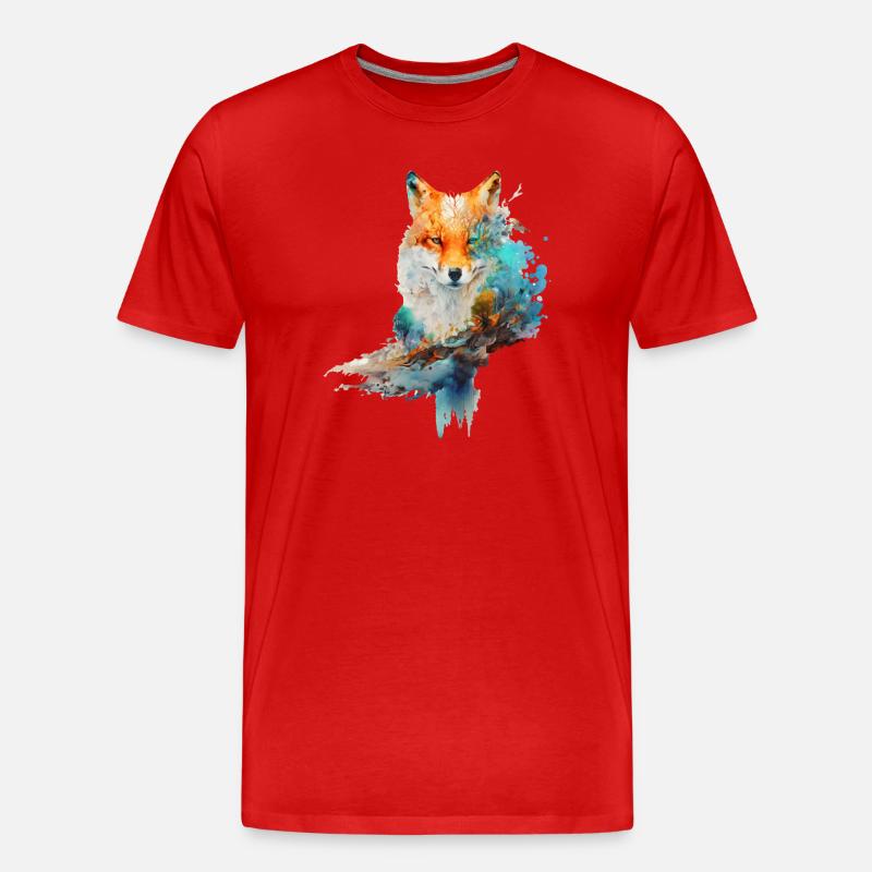 Fuchs Design aus Wasserfarben - Männer Premium Bio T-Shirt - Rot