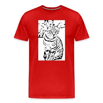 Chat noir et blanc - T-shirt bio Premium Homme - rouge - Devant - Damien (186cm)