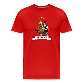 Tuba Champion Emblem - Men's Premium Organic T-Shirt - red - Front - Damien (186cm)
