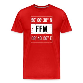 Coordonnées FFM Francfort-sur-le-Main - T-shirt bio Premium Homme - rouge - Devant - Damien (186cm)