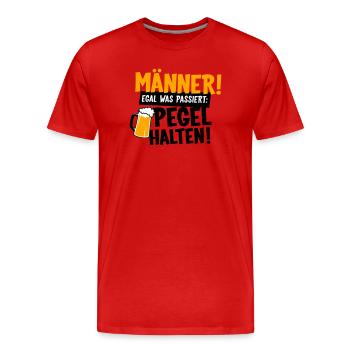 Männer Pegel halten - Männer Premium Bio T-Shirt - Rot - Vorne - Damien (186cm)