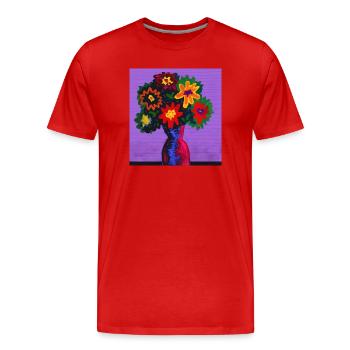 Blumenstrauß in der Vase - Männer Premium Bio T-Shirt - Rot - Vorne - Damien (186cm)