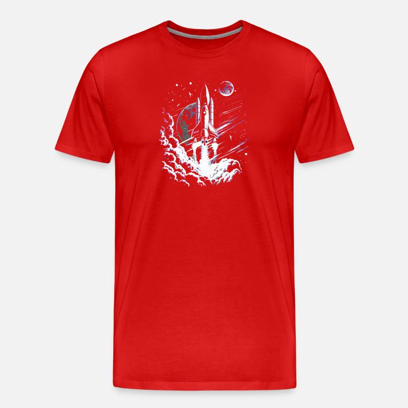 Rakete beim Start - Männer Premium Bio T-Shirt - Rot