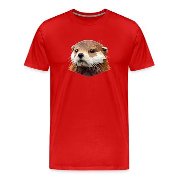 Polygon Otter - Men's Premium Organic T-Shirt - red - Front - Damien (186cm)