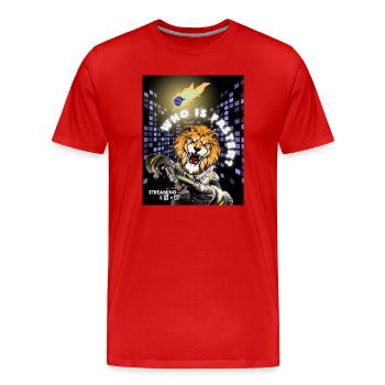 Gamer Tiger Big City Who is faster? Meteorite - Men's Premium Organic T-Shirt - red - Front - Damien (186cm)