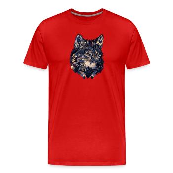 Stilisierter, geometrischer Wolf - Männer Premium Bio T-Shirt - Rot - Vorne - Damien (186cm)