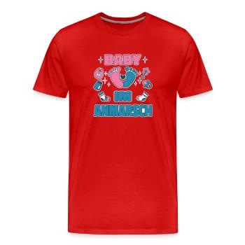 Baby im Anmarsch lustiges Design werdende Eltern - Männer Premium Bio T-Shirt - Rot - Vorne - Damien (186cm)
