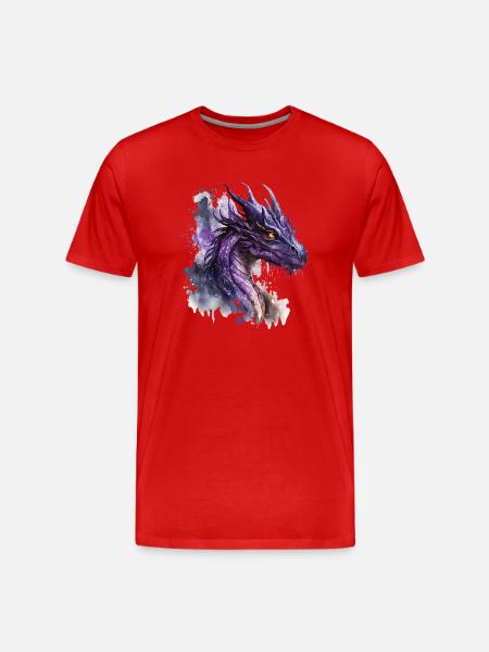Aquarelle Violette Dragon - T-shirt bio Premium Homme - rouge