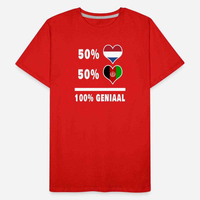 Afghanistan et Pays-Bas 100% Genius Flag T-shirt bio Premium Homme