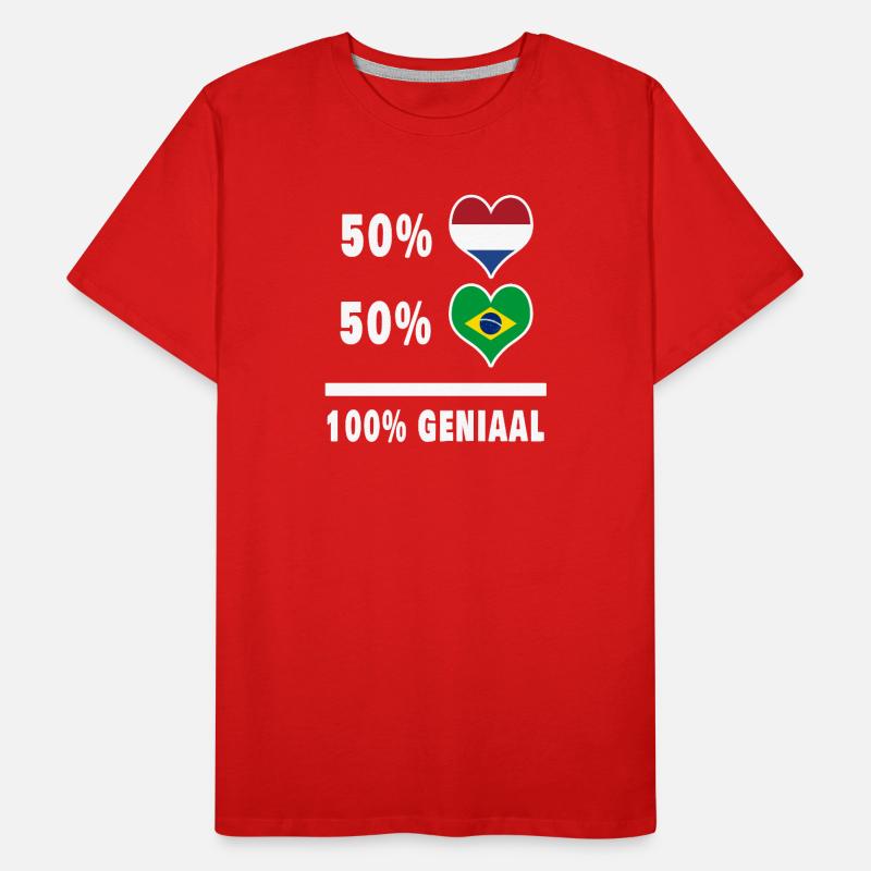 Brésil et Pays-Bas 100% Genius Flag T-shirt bio Premium Homme